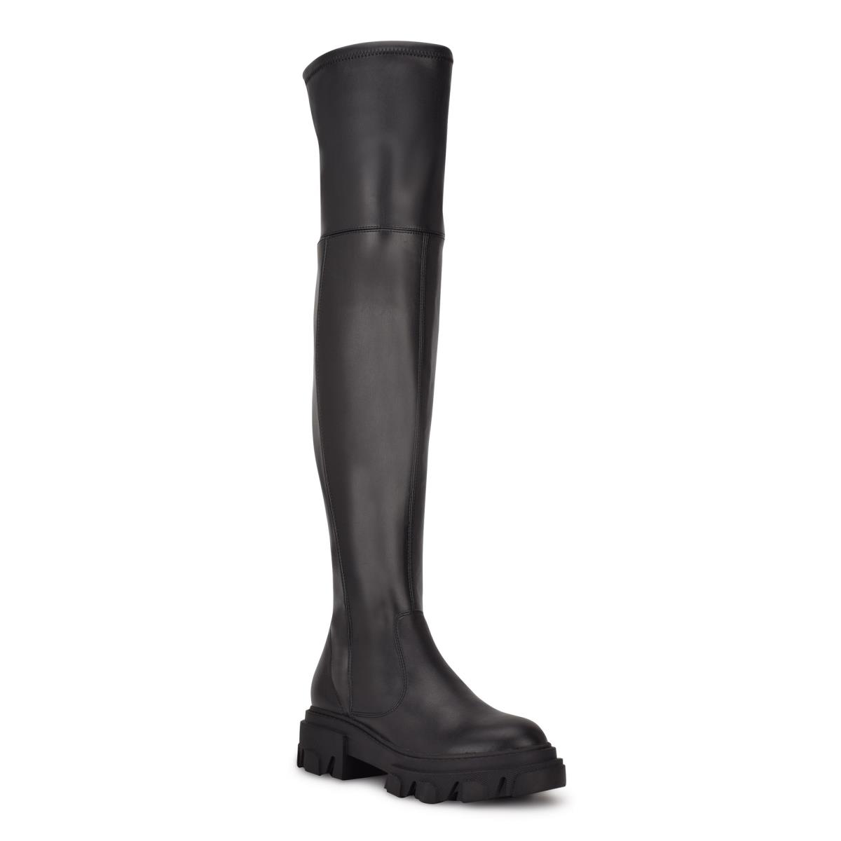 Dámské Boty Nine West Cellie Over the Knee Lug Sole Černé | 1572IFLNQ