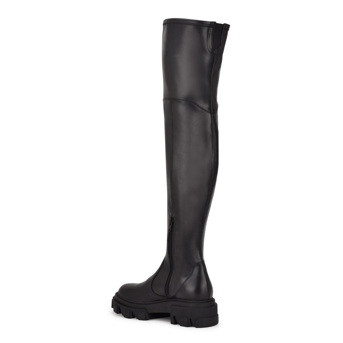 Dámské Boty Nine West Cellie Over the Knee Lug Sole Černé | 1572IFLNQ