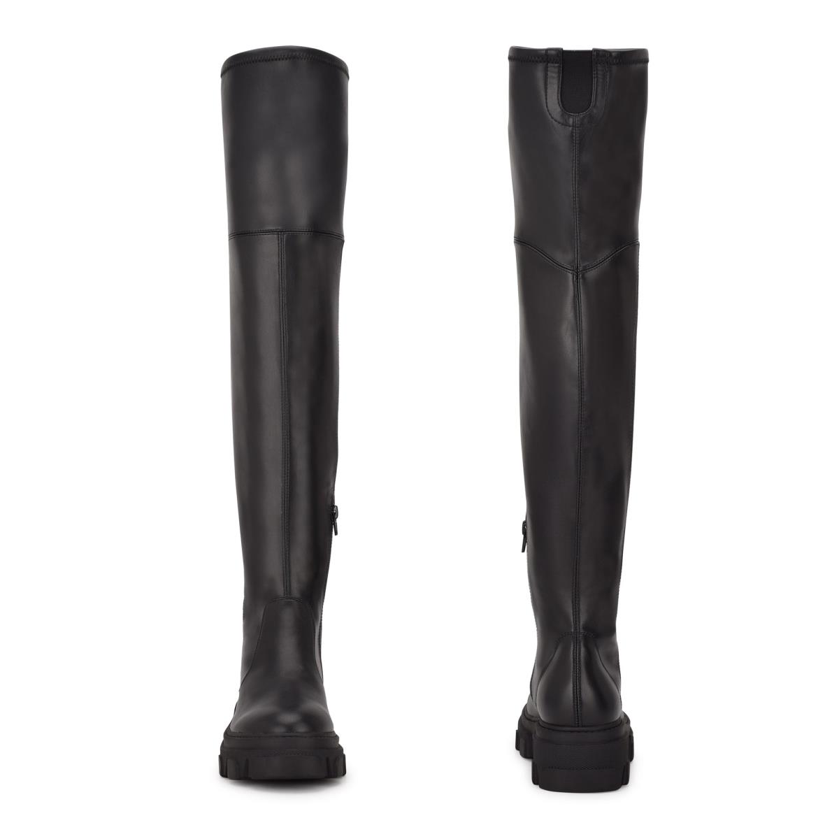 Dámské Boty Nine West Cellie Over the Knee Lug Sole Černé | 1572IFLNQ