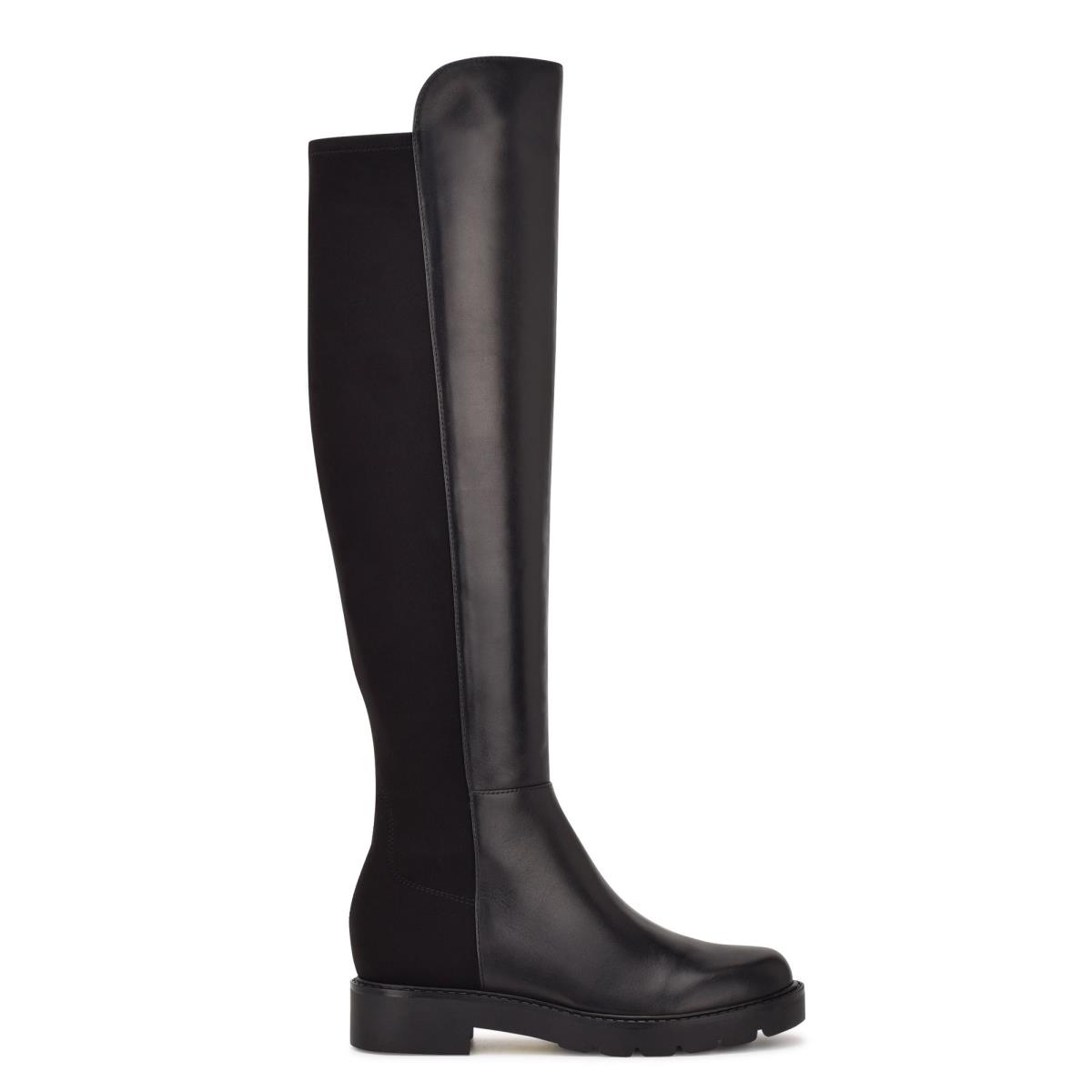 Dámské Boty Nine West Tread Over The Knee Lug Sole Černé | 7018JBICM