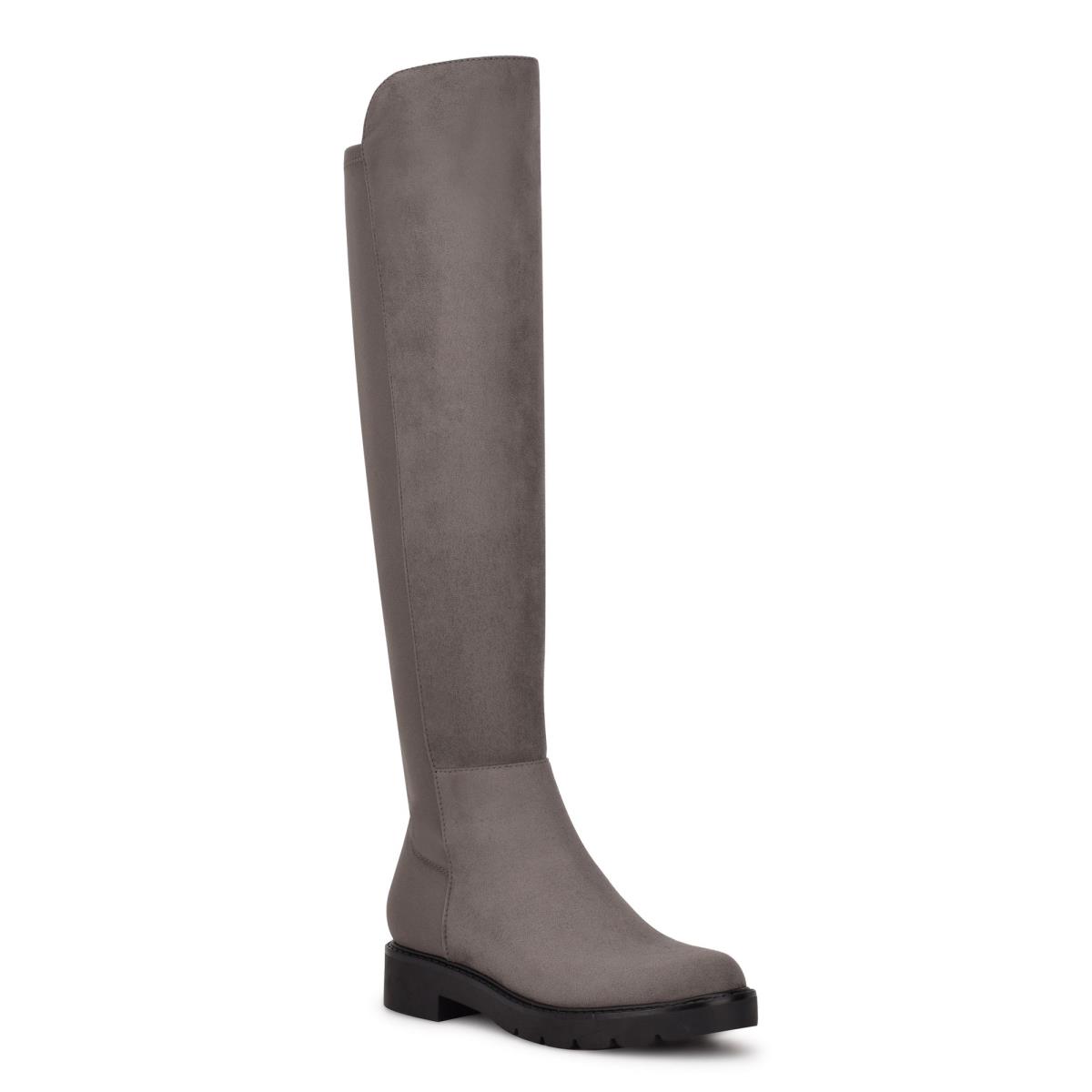 Dámské Boty Nine West Tread Over The Knee Lug Sole Šedé | 7506XPFLV