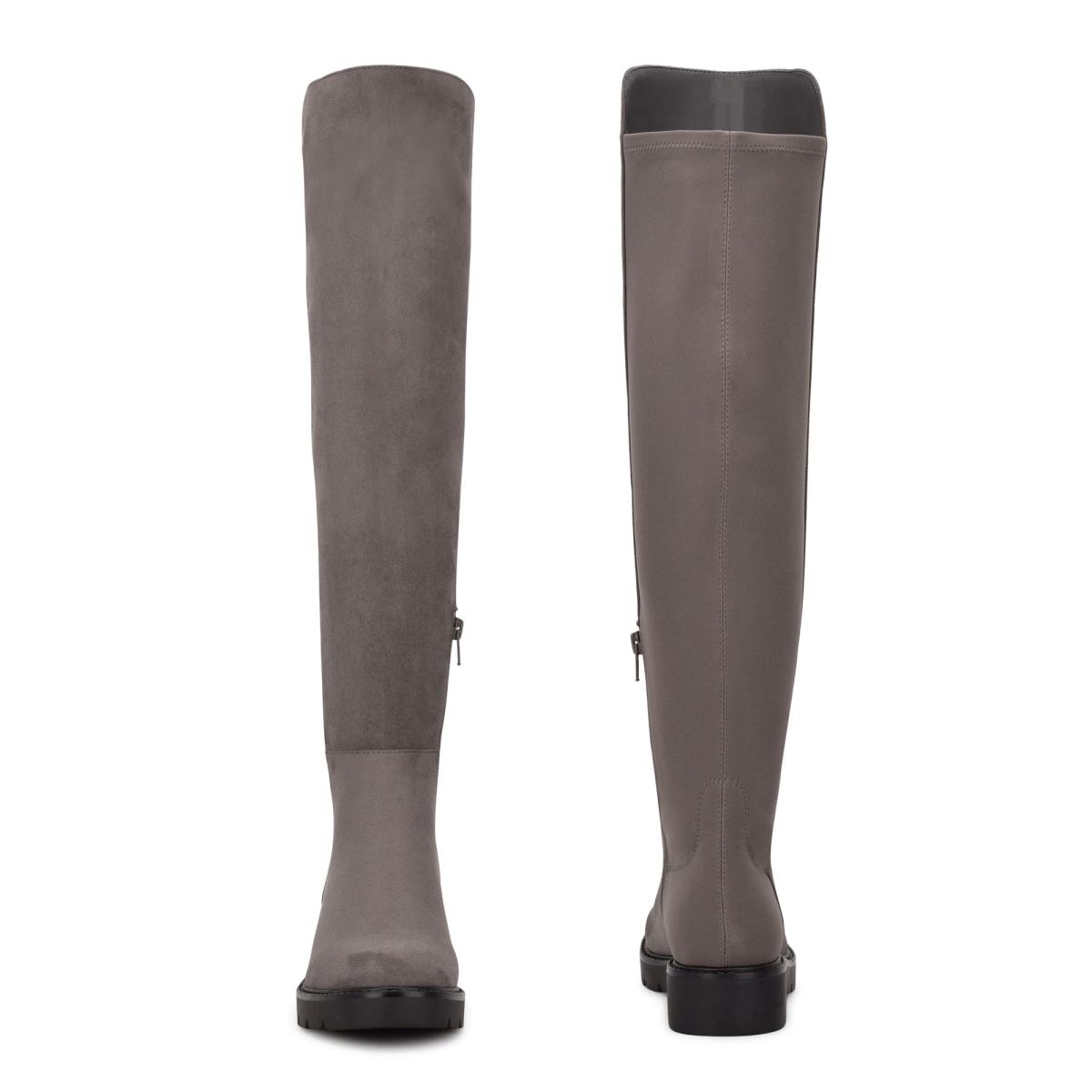 Dámské Boty Nine West Tread Over The Knee Lug Sole Šedé | 7506XPFLV