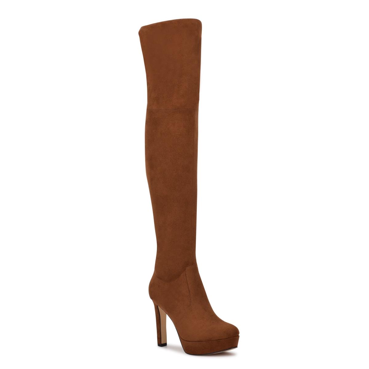 Dámské Boty na Platformy Nine West Gotcha Široké Calf Over the Knee Hnědé | 2174EXBNU