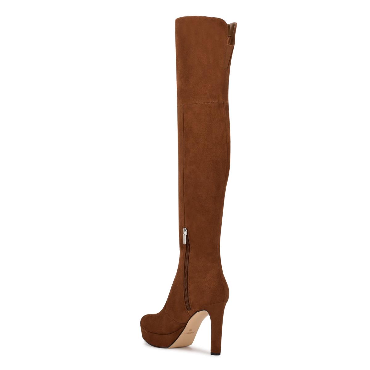 Dámské Boty na Platformy Nine West Gotcha Široké Calf Over the Knee Hnědé | 2174EXBNU