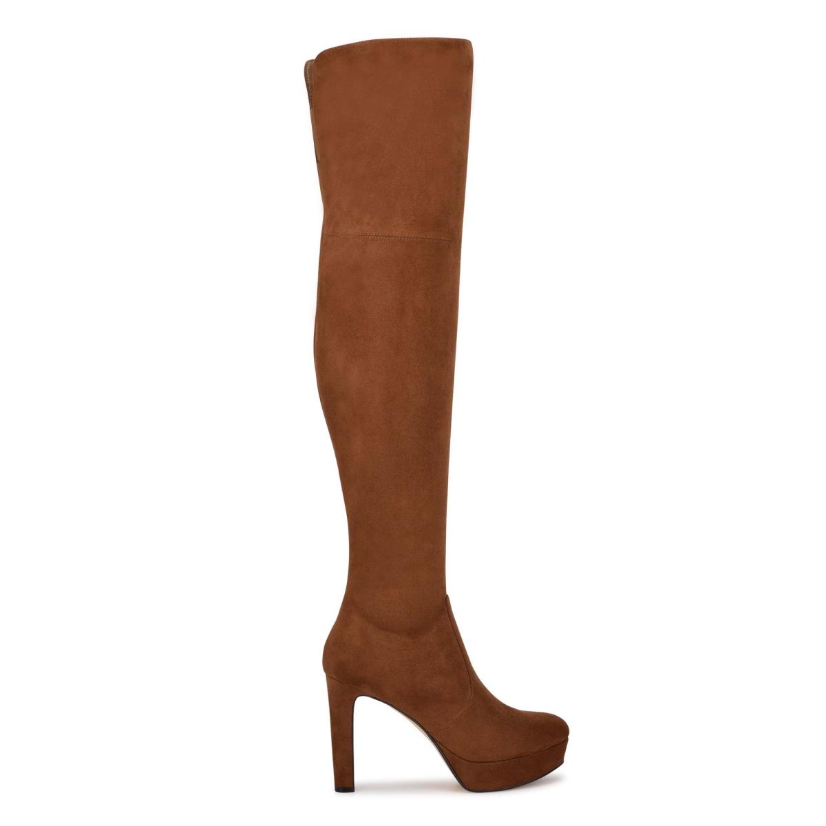 Dámské Boty na Platformy Nine West Gotcha Široké Calf Over the Knee Hnědé | 2174EXBNU