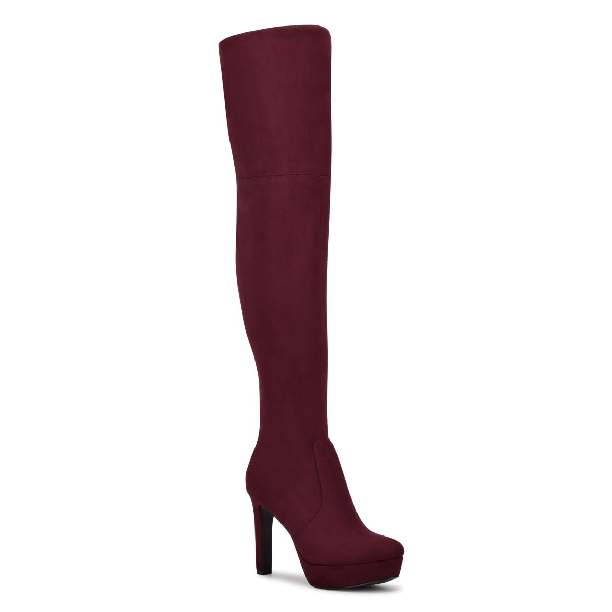 Dámské Boty na Platformy Nine West Gotcha Over the Knee Vínové | 5876ZRDFI