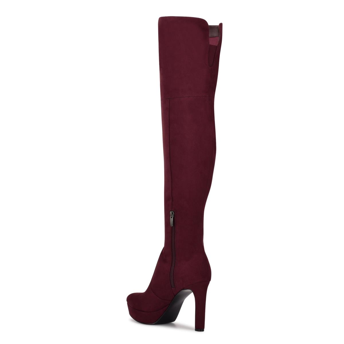 Dámské Boty na Platformy Nine West Gotcha Over the Knee Vínové | 5876ZRDFI