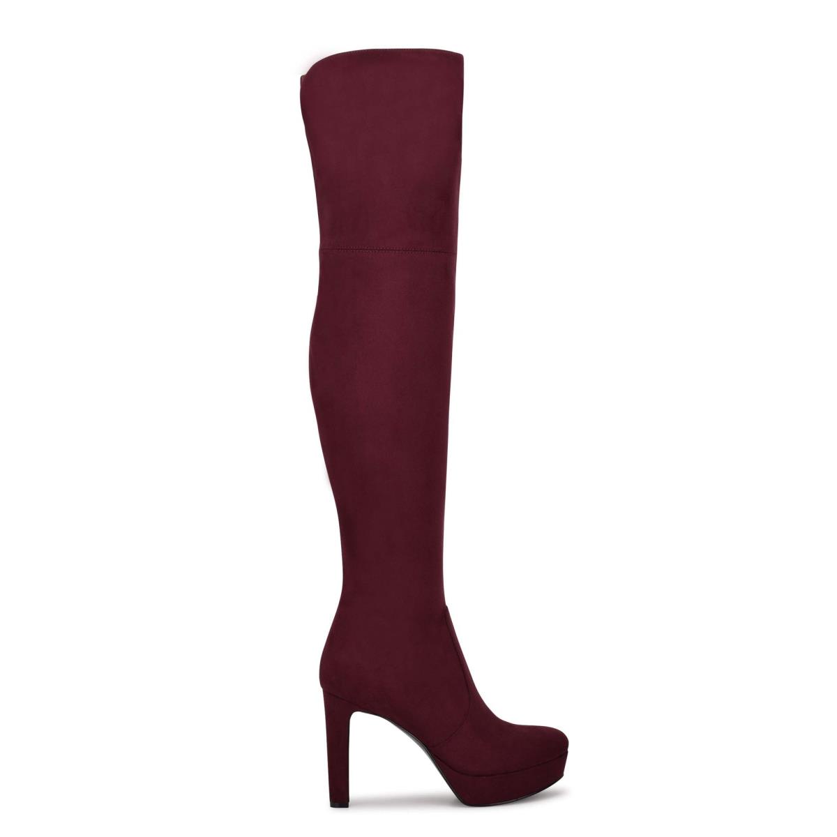 Dámské Boty na Platformy Nine West Gotcha Over the Knee Vínové | 5876ZRDFI