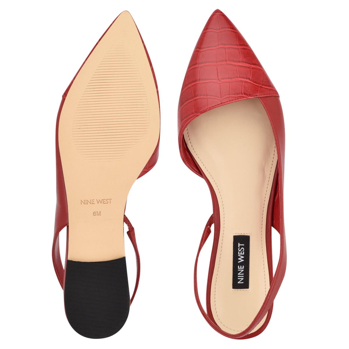 Dámské Flats Nine West Beads Slingback Pointy Špicí Červené Červené | 1860IAWEB