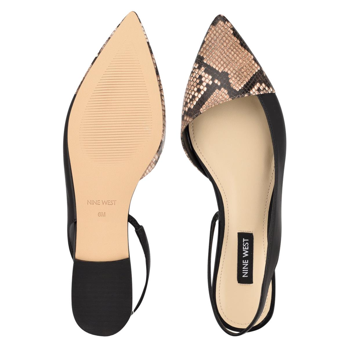 Dámské Flats Nine West Beads Slingback Pointy Špicí Černé Hadí Kůže | 6715ZECAR