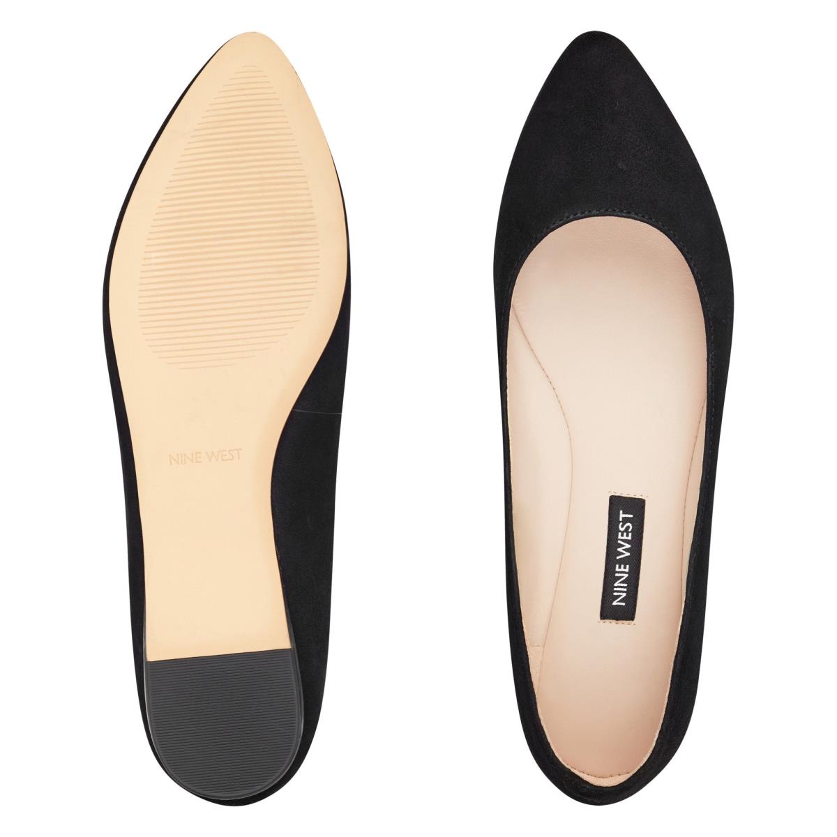 Dámské Flats Nine West Speakup Almond Špicí Černé | 6532OHLIC