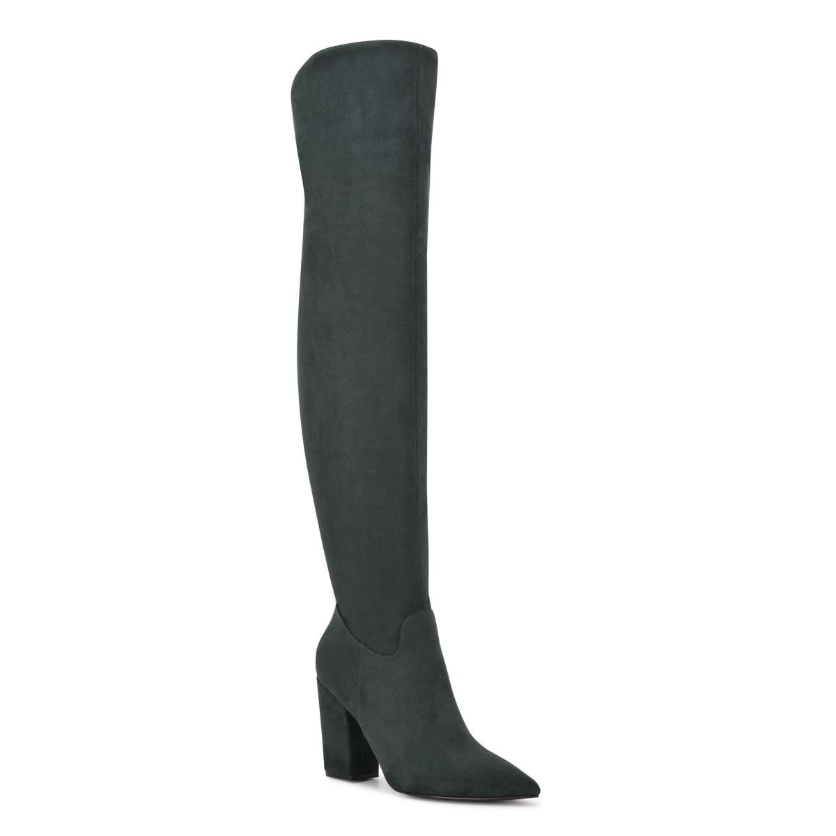 Dámské Kozačky na Podpatku Nine West Goforit Over The Knee Černé | 9378UHNPM