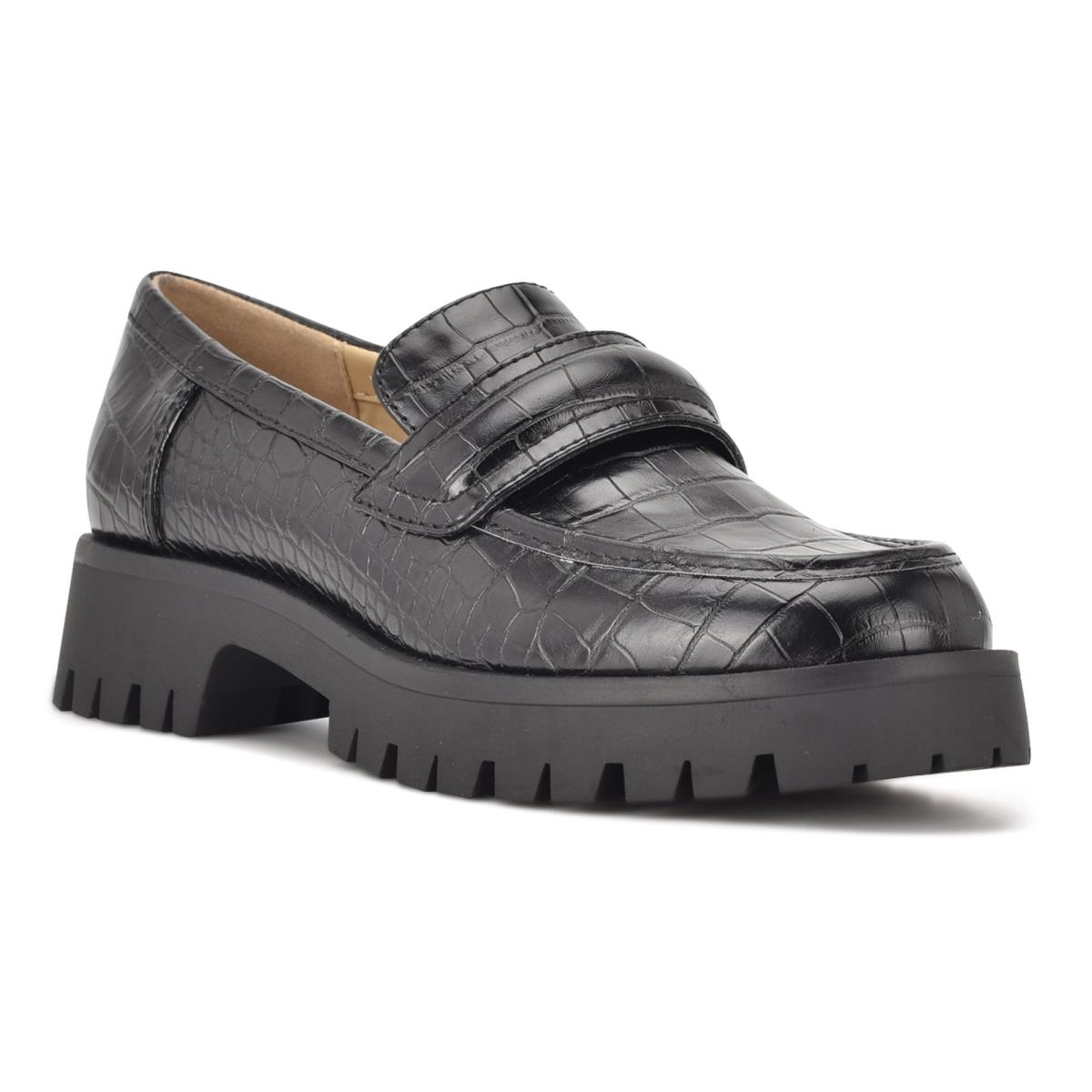 Dámské Loafers Nine West Garren Lug Sole Černé | 1847AGMSU