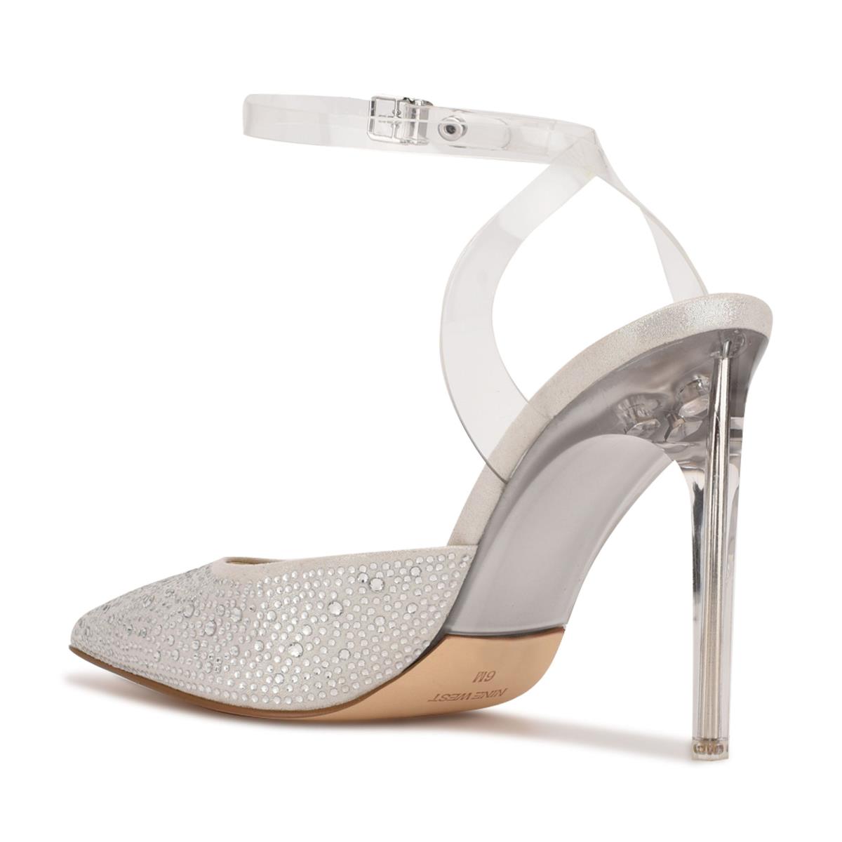 Dámské Lodičky Nine West Sparkel Ankle Páskové Bílé | 9480VJNOD