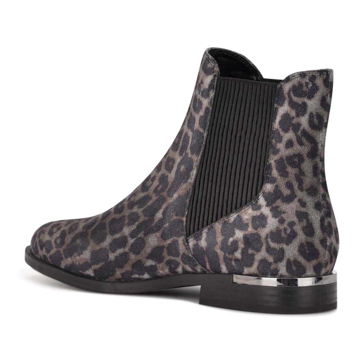 Dámské Nízké Kozačky Nine West Agate Chelsea Šedé Leopard | 3962ACGMF