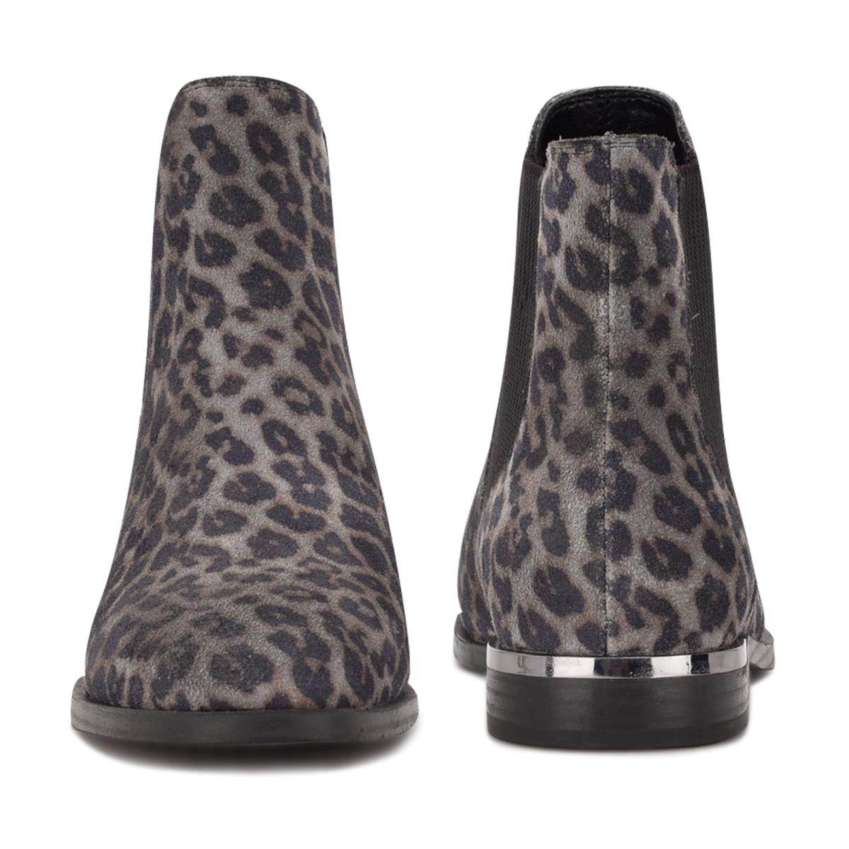 Dámské Nízké Kozačky Nine West Agate Chelsea Šedé Leopard | 3962ACGMF