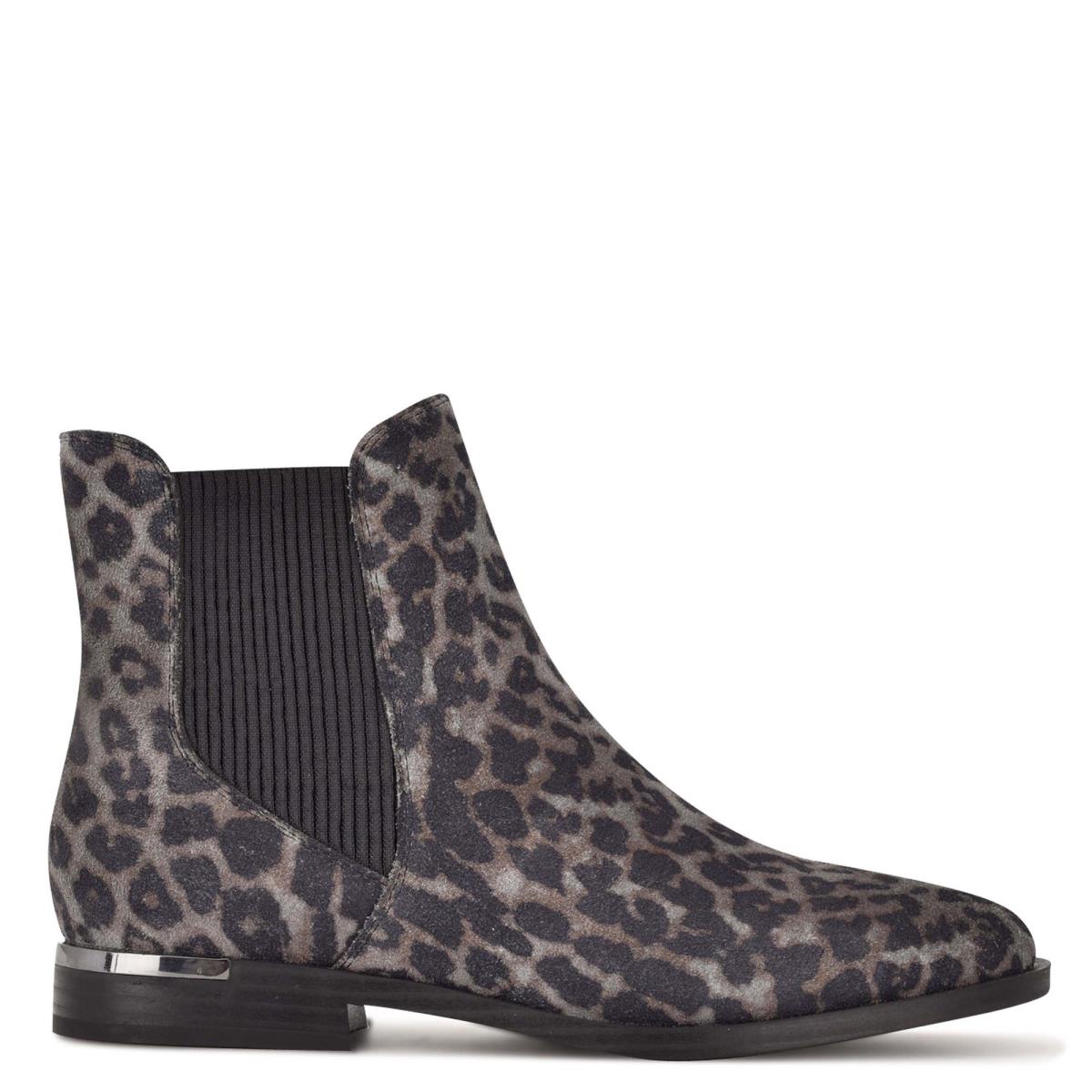 Dámské Nízké Kozačky Nine West Agate Chelsea Šedé Leopard | 3962ACGMF