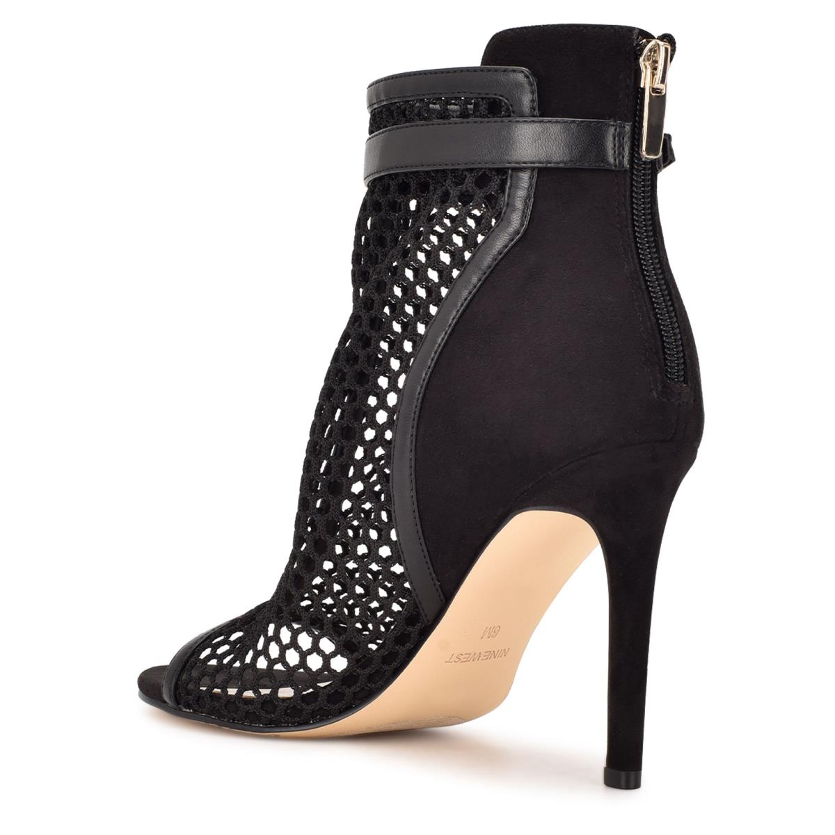 Dámské Nízké Kozačky Nine West Ididit Mesh Peep Špicí Černé | 4321GHYLP