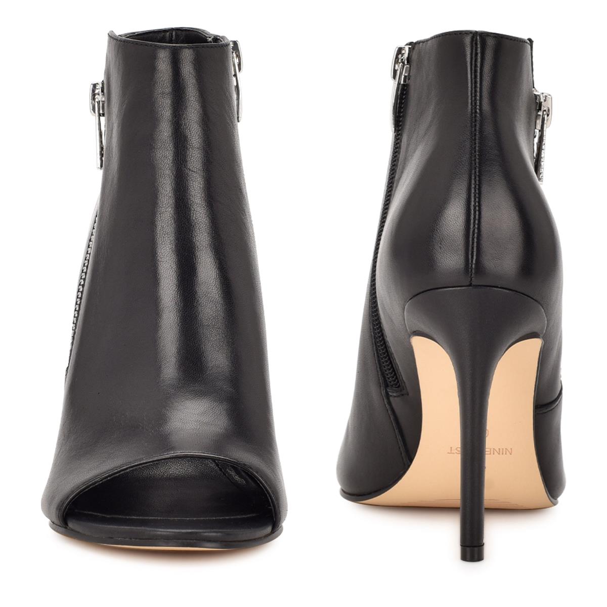 Dámské Nízké Kozačky Nine West Izip Peep toe Černé | 0928TFSDV