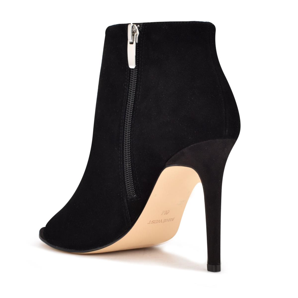 Dámské Nízké Kozačky Nine West Izip Peep toe Černé | 2318GMNVH