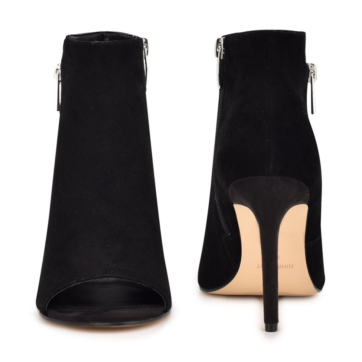 Dámské Nízké Kozačky Nine West Izip Peep toe Černé | 2318GMNVH