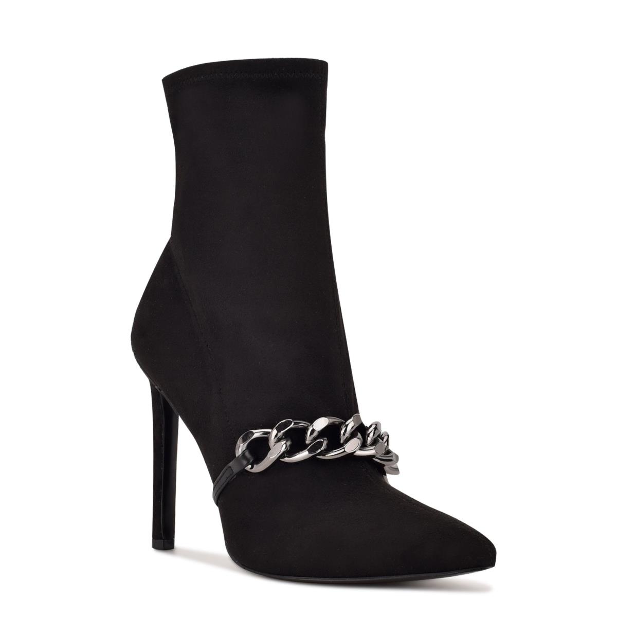 Dámské Nízké Kozačky Nine West Timbaa Šaty Bootie Černé | 0826GZVOM