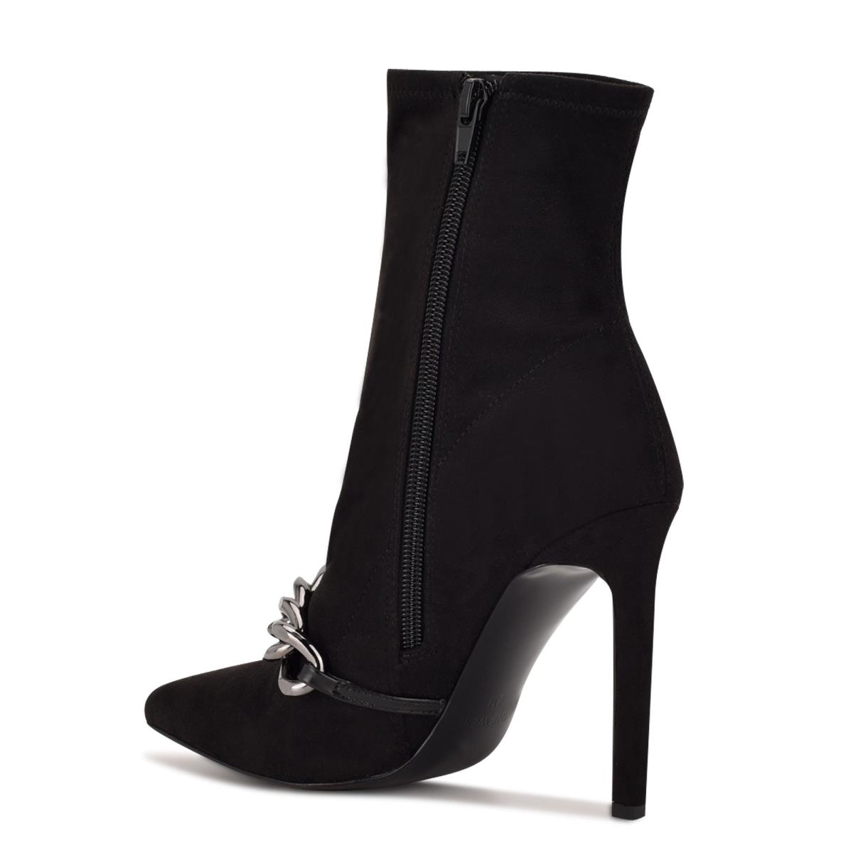 Dámské Nízké Kozačky Nine West Timbaa Šaty Bootie Černé | 0826GZVOM