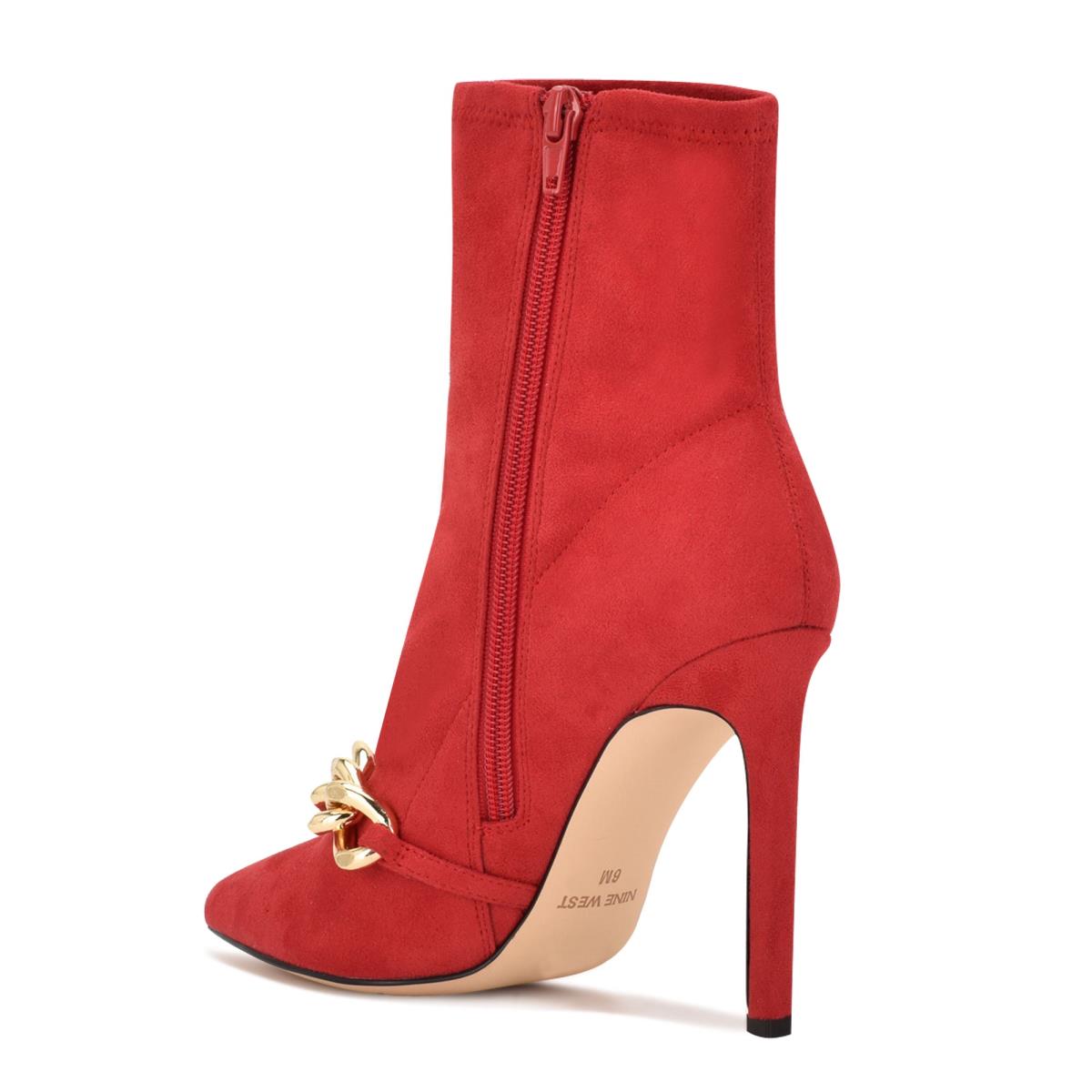 Dámské Nízké Kozačky Nine West Timbaa Šaty Bootie Červené | 3791GBZSY