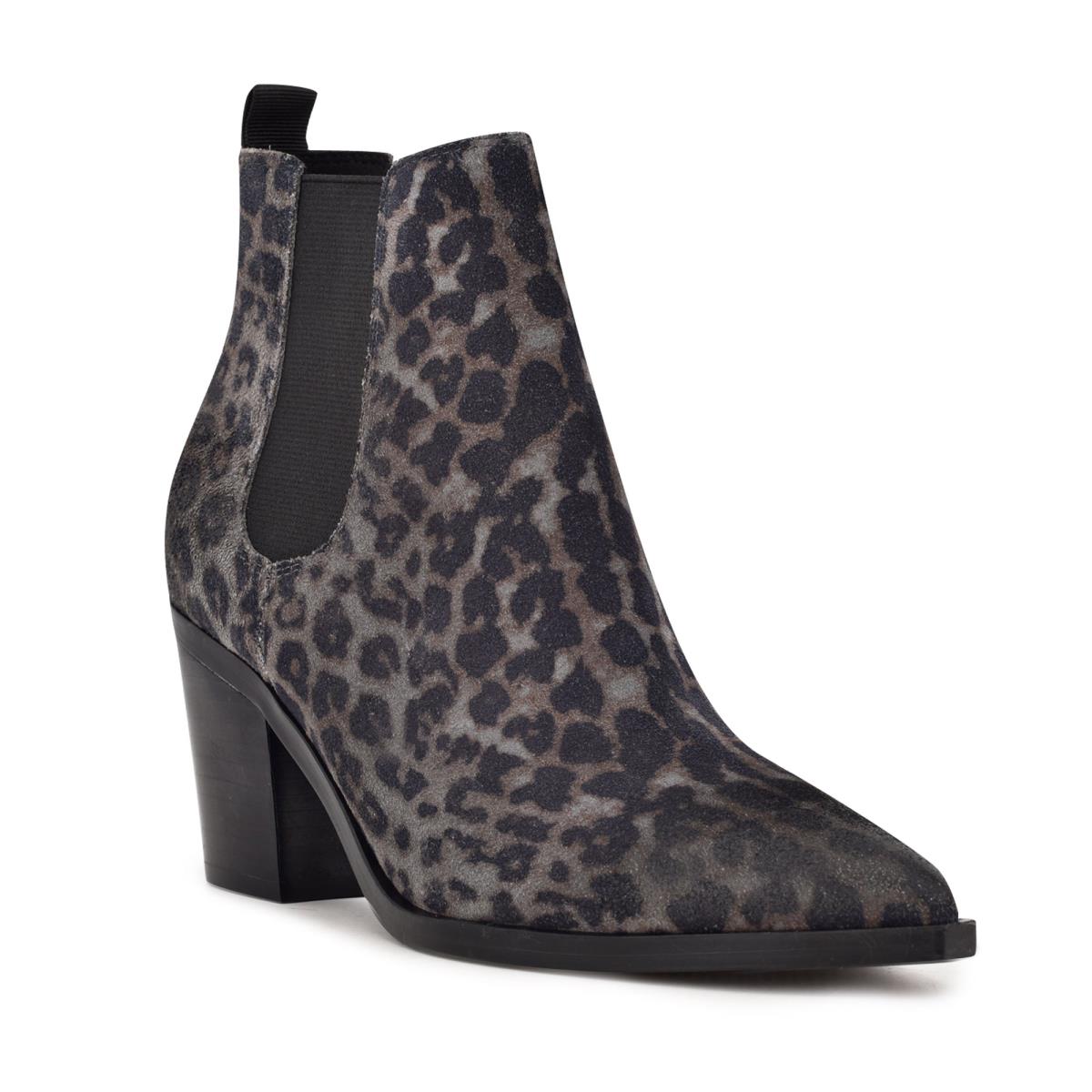 Dámské Nízké Kozačky Nine West Wyllis Block Heel Šedé Leopard | 0154PLCZQ