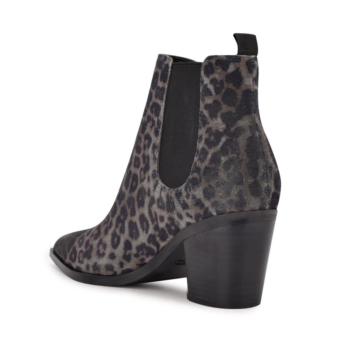 Dámské Nízké Kozačky Nine West Wyllis Block Heel Šedé Leopard | 0154PLCZQ