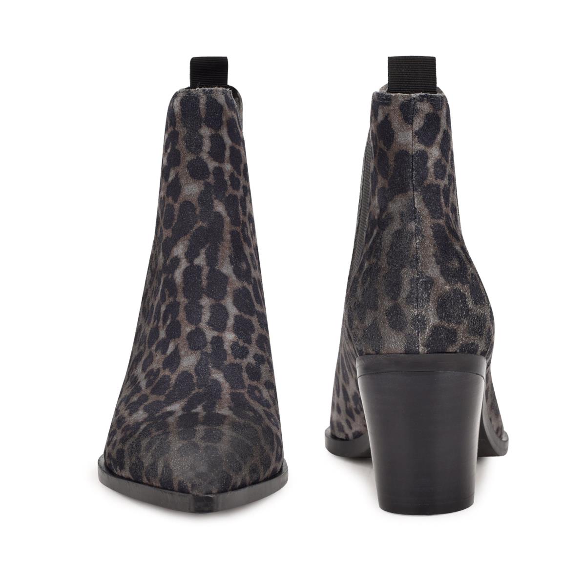 Dámské Nízké Kozačky Nine West Wyllis Block Heel Šedé Leopard | 0154PLCZQ