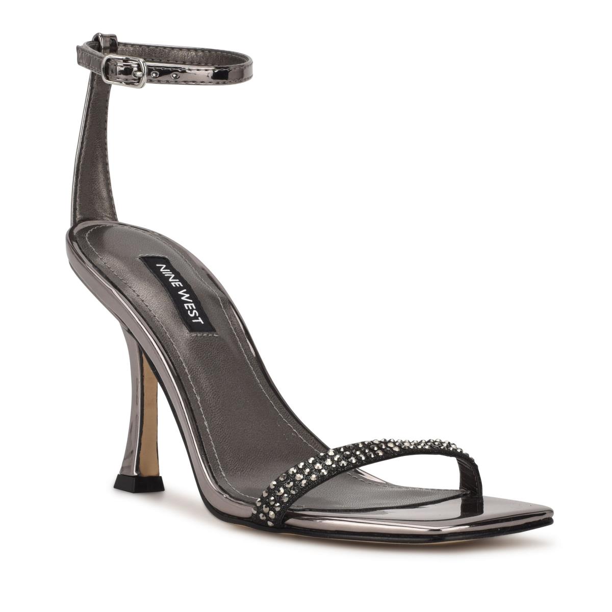 Dámské Páskové Sandály Nine West Yess Rhinestone Ankle Blankyt Šedé | 7421MSNEY