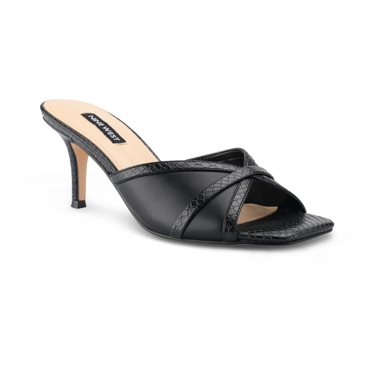 Dámské Sandály Skluzavky Nine West Dainty Podpatku Černé | 9573GHUMW