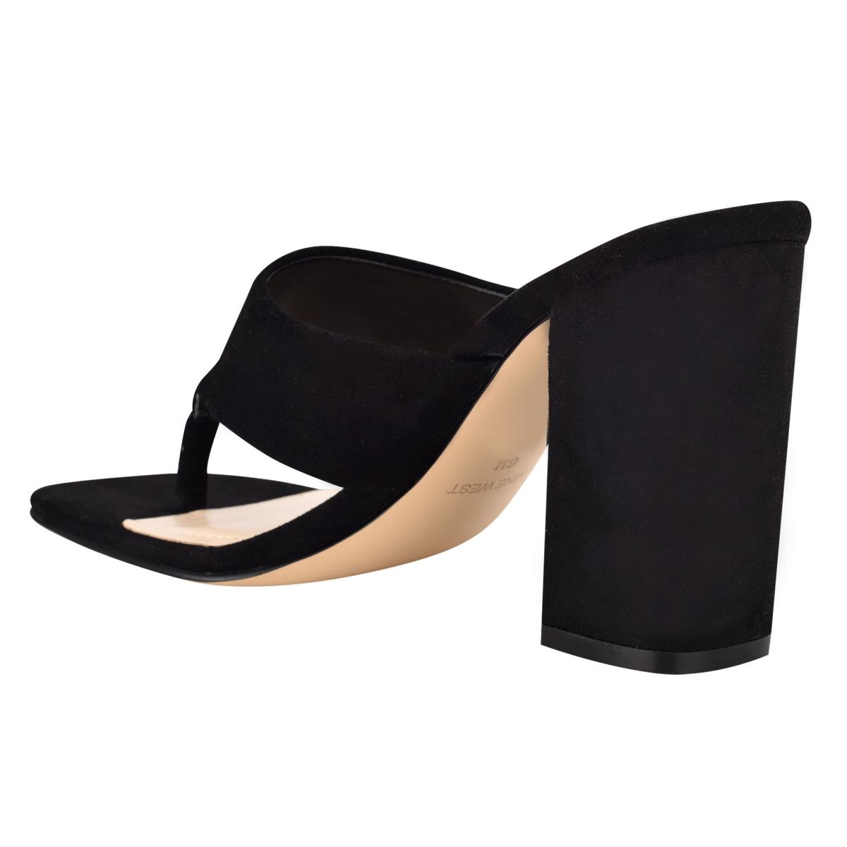 Dámské Sandály Skluzavky Nine West Gogo Block Heel Černé | 0825BKLPA