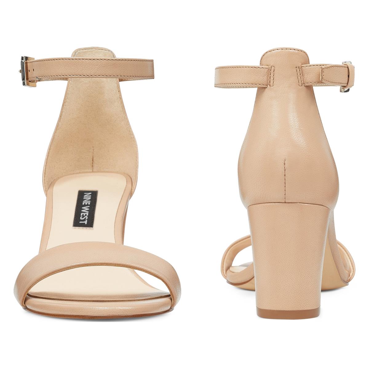 Dámské Sandály na Podpatku Nine West Pruce Ankle Páskové Block Béžový | 4625IVMGH