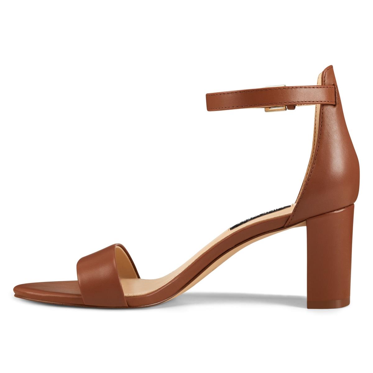 Dámské Sandály na Podpatku Nine West Pruce Ankle Páskové Block Světle Hnědé | 6927HTOVZ