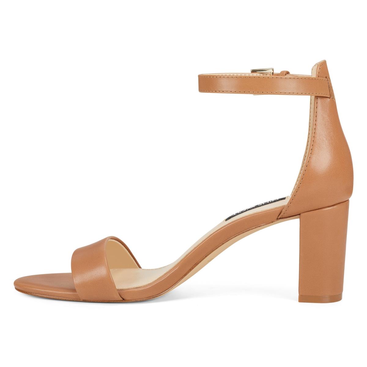 Dámské Sandály na Podpatku Nine West Pruce Ankle Páskové Block Béžový | 7531IVRAX