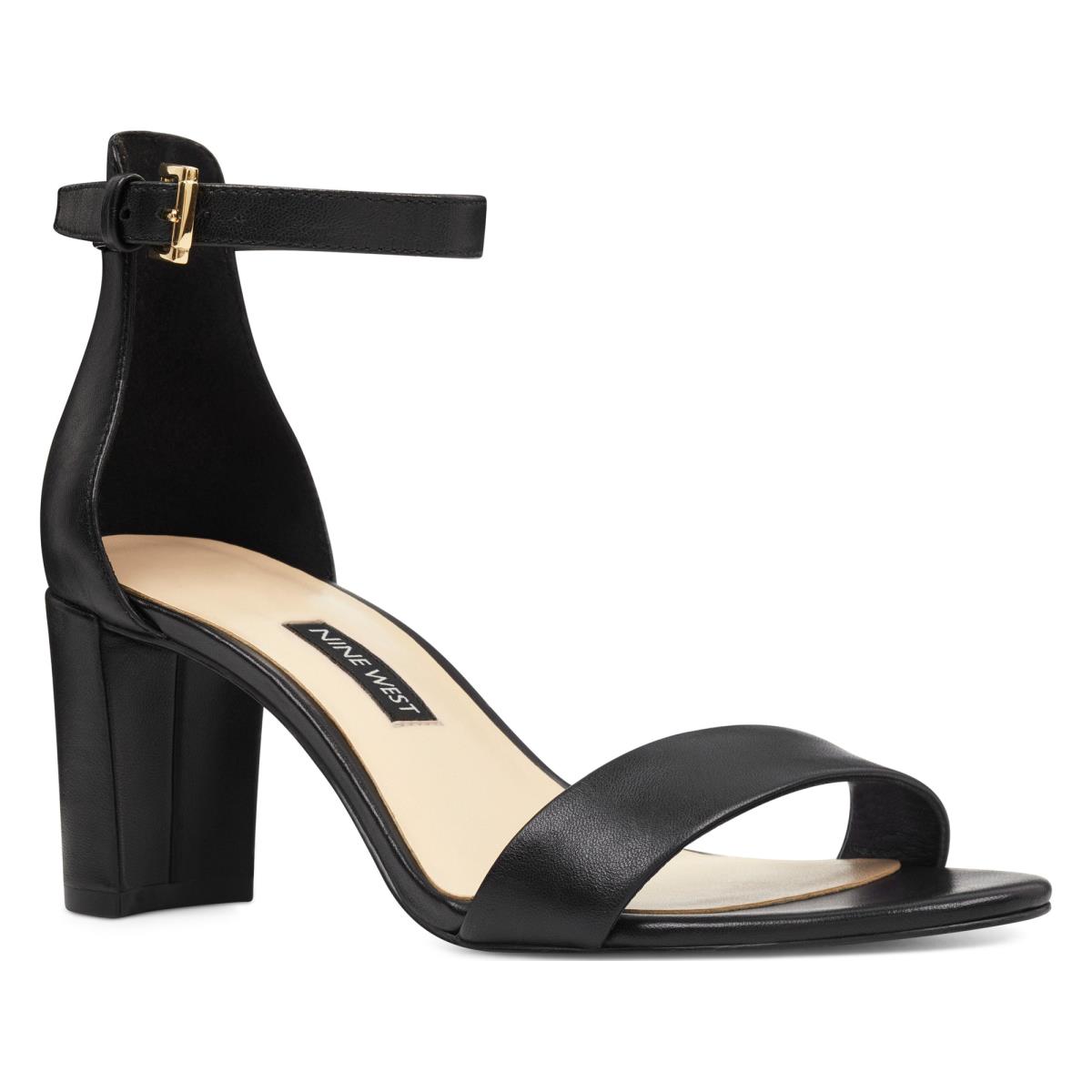 Dámské Sandály na Podpatku Nine West Pruce Ankle Páskové Block Černé | 8134VXFNE