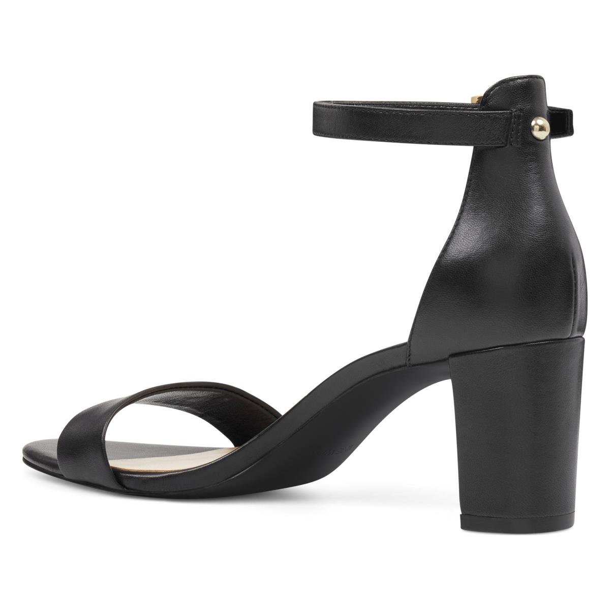 Dámské Sandály na Podpatku Nine West Pruce Ankle Páskové Block Černé | 8134VXFNE