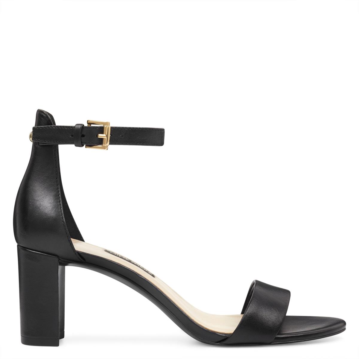 Dámské Sandály na Podpatku Nine West Pruce Ankle Páskové Block Černé | 8134VXFNE