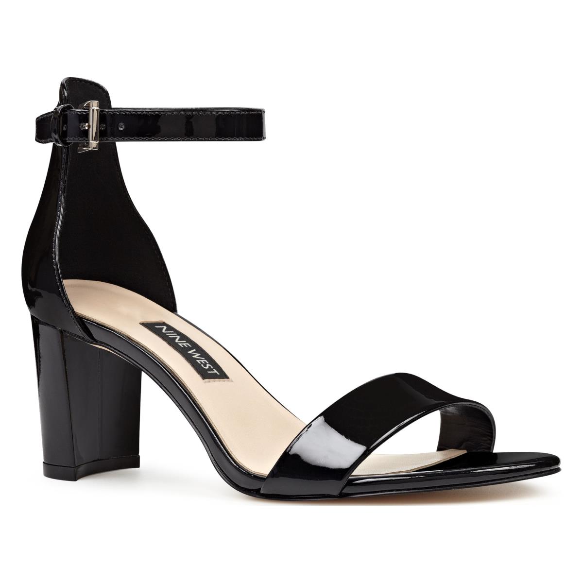 Dámské Sandály na Podpatku Nine West Pruce Ankle Páskové Block Černé | 9268EUOSF