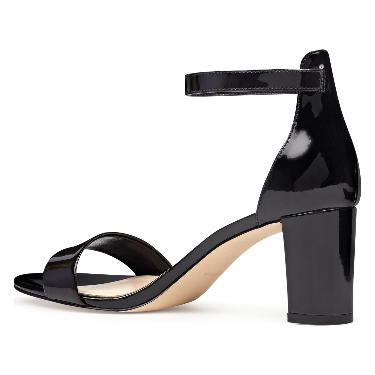 Dámské Sandály na Podpatku Nine West Pruce Ankle Páskové Block Černé | 9268EUOSF