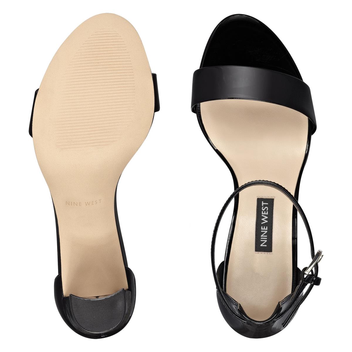 Dámské Sandály na Podpatku Nine West Pruce Ankle Páskové Block Černé | 9268EUOSF