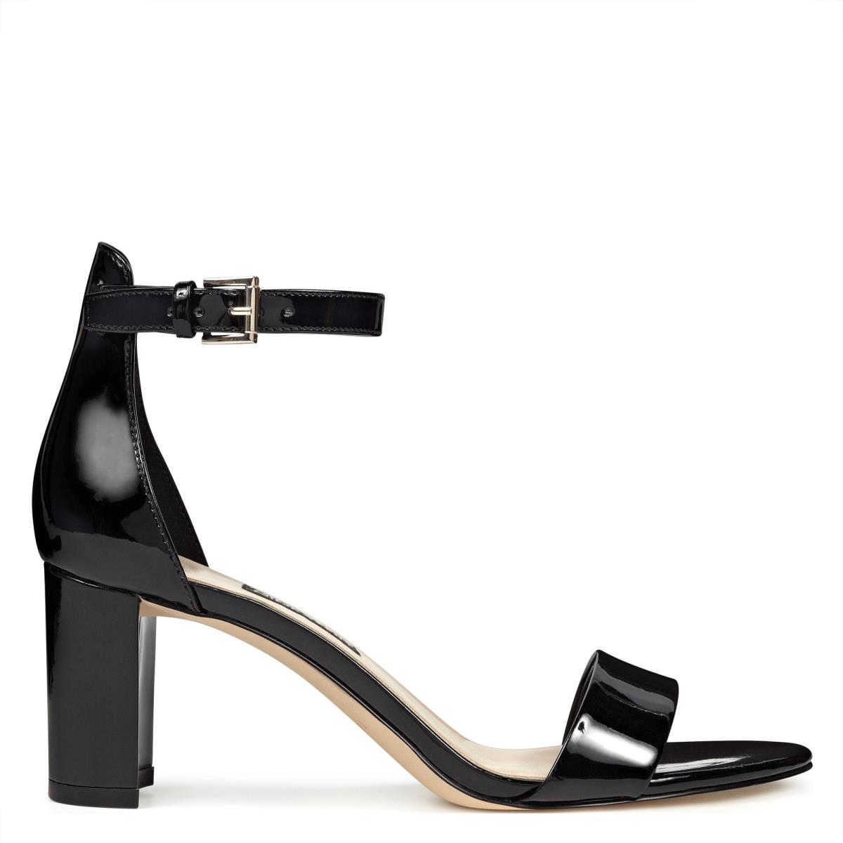 Dámské Sandály na Podpatku Nine West Pruce Ankle Páskové Block Černé | 9268EUOSF