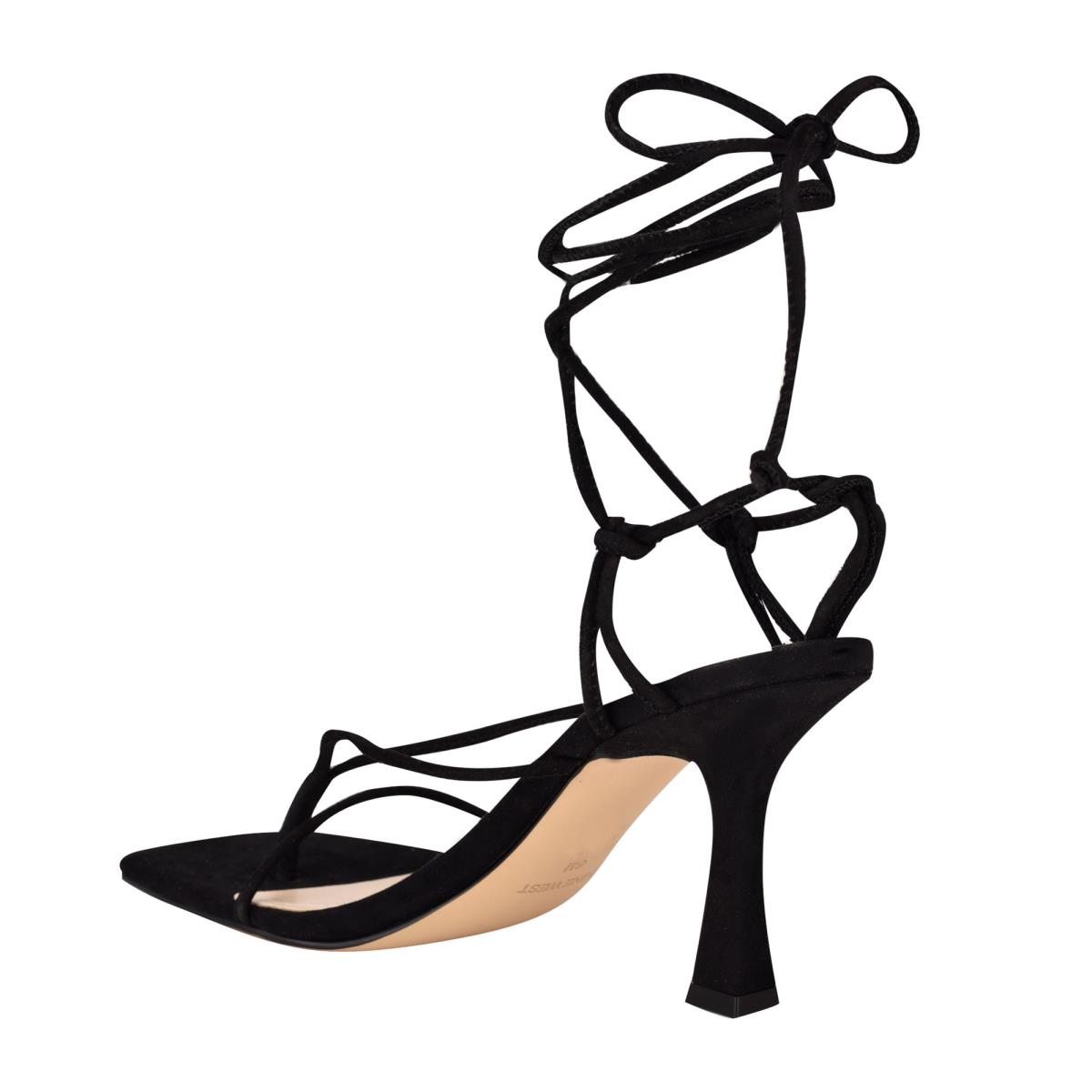 Dámské Sandály na Podpatku Nine West Yarin Ankle Wrap Černé | 9604AEFKI