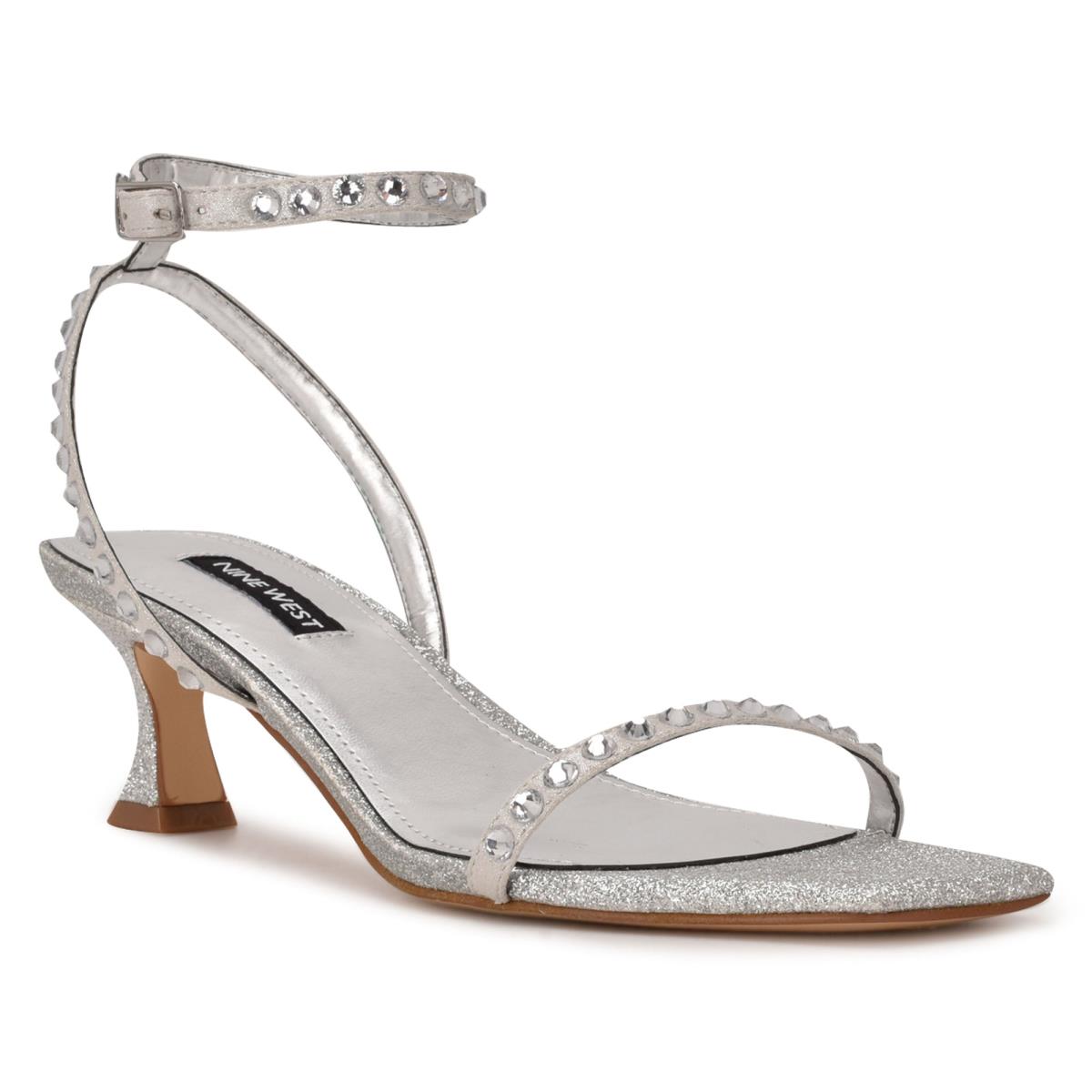 Dámské Společenské Sandály Nine West Giena Ankle Páskové Stříbrné | 0852EDIKG