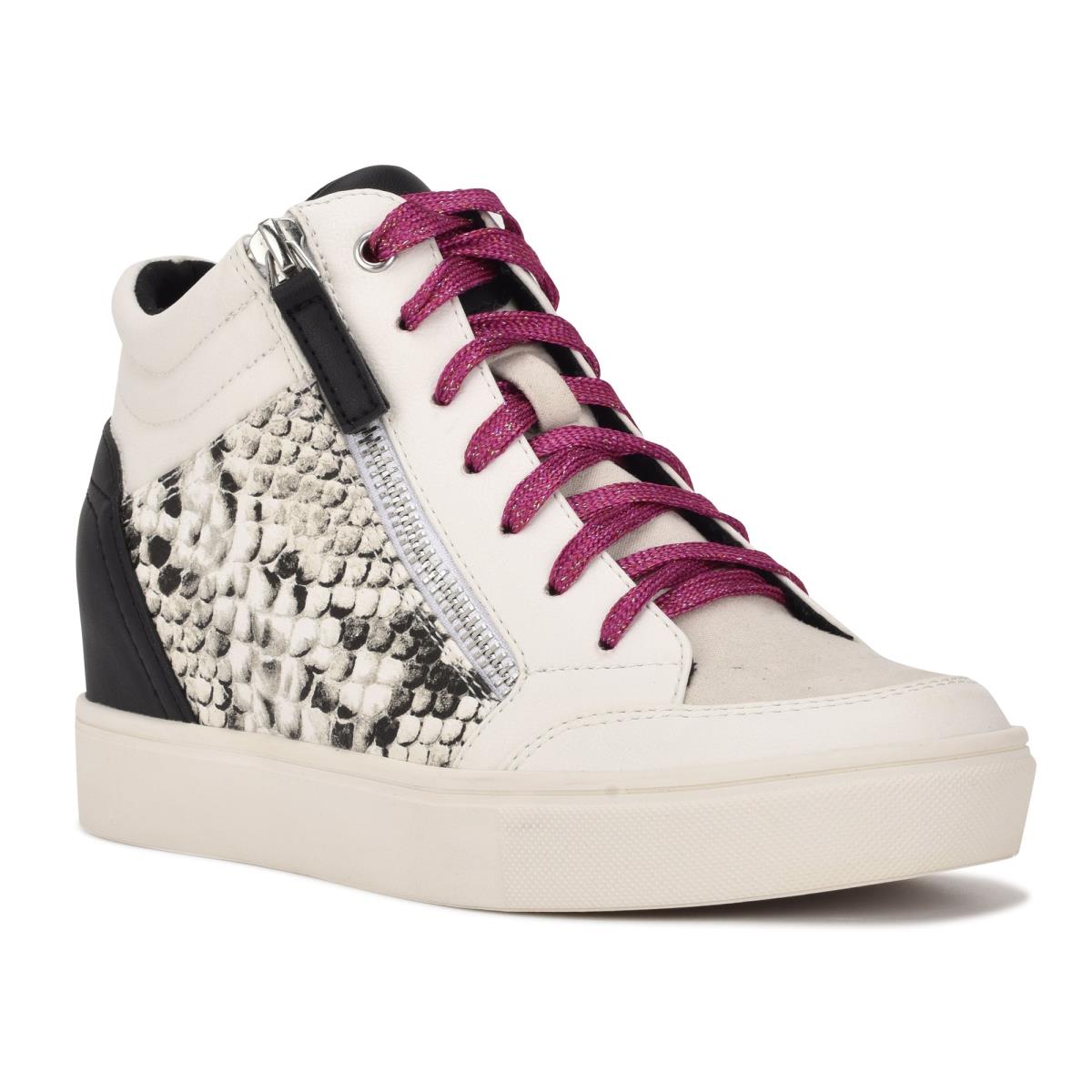 Dámské Tenisky Nine West Tons High Top Hidden Klínku Sneakers Bílé Hadí Kůže | 0759CJUVT