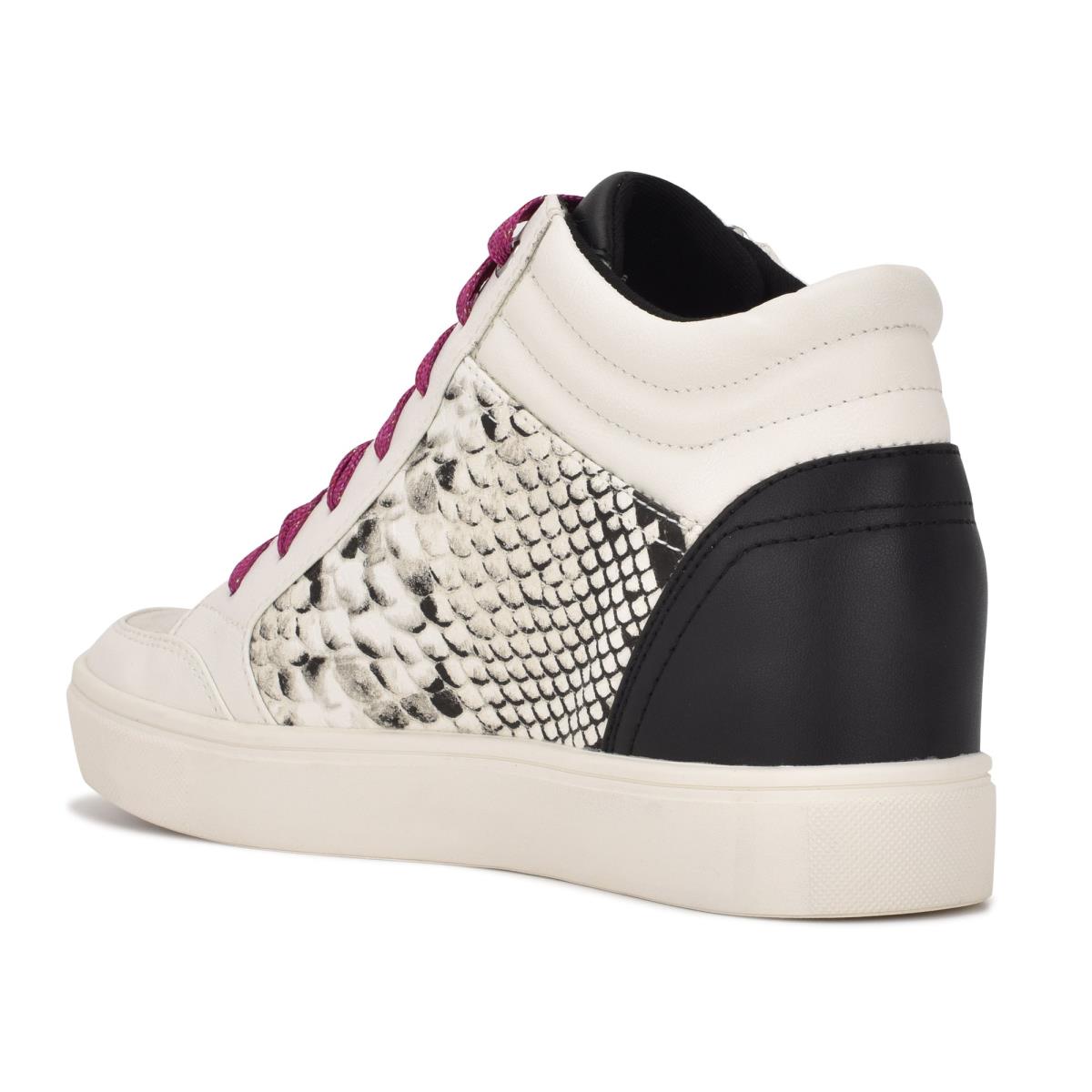 Dámské Tenisky Nine West Tons High Top Hidden Klínku Sneakers Bílé Hadí Kůže | 0759CJUVT