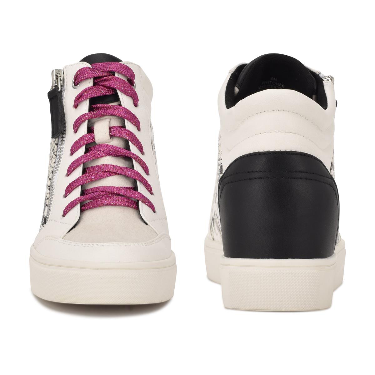 Dámské Tenisky Nine West Tons High Top Hidden Klínku Sneakers Bílé Hadí Kůže | 0759CJUVT