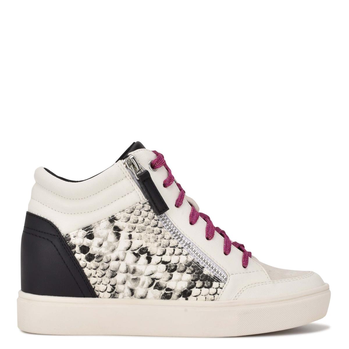 Dámské Tenisky Nine West Tons High Top Hidden Klínku Sneakers Bílé Hadí Kůže | 0759CJUVT